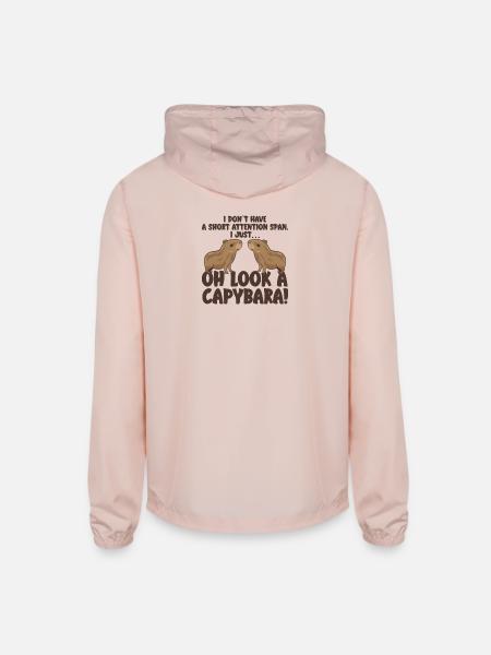 Capybara zoo animal design - Unisex Lightweight Windbreaker Jacket - blush pink