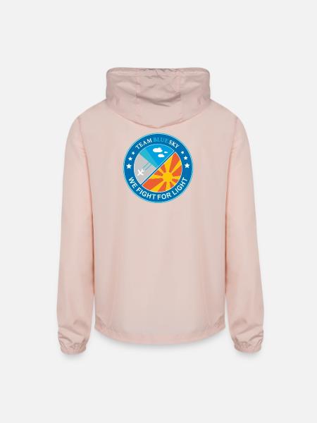 Lightwarrior Emblem Team Blue Sky Sunbathers badge - Unisex Lightweight Windbreaker Jacket - blush pink  - Back