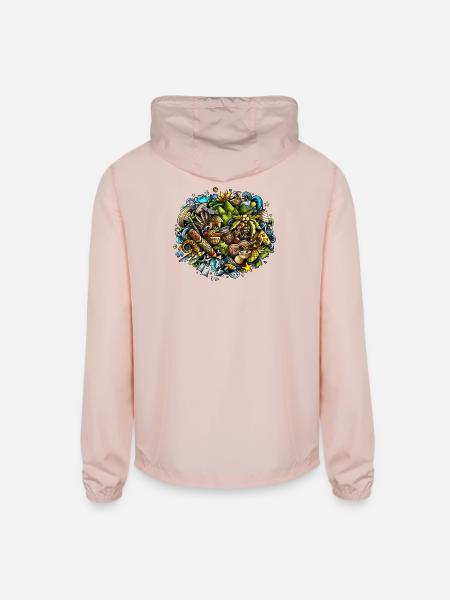 Tranquility and Tomes - Unisex Lightweight Windbreaker Jacket - blush pink  - Back