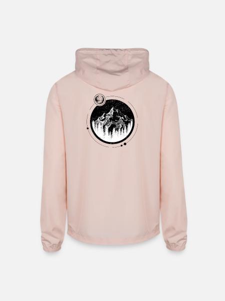 Monochrome Mountain Circle - Unisex Lightweight Windbreaker Jacket - blush pink 