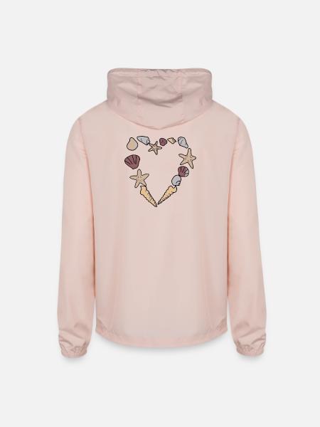 Seashell Heart Beach Theme - Unisex Lightweight Windbreaker Jacket - blush pink  - Back