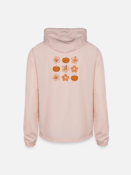 Rustic Pumpkin and Flower Pattern - Unisex Lightweight Windbreaker Jacket - blush pink