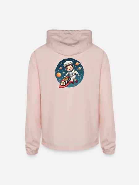 Galactic Sushi Roll Astronaut Chef - Unisex Lightweight Windbreaker Jacket - blush pink
