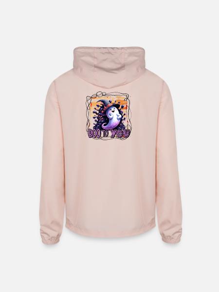 Whimsical Ghost Boo to You - Unisex Lightweight Windbreaker Jacket - blush pink