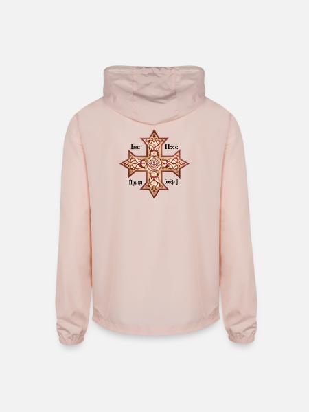 Coptic Cross Golden Icon - Unisex Lightweight Windbreaker Jacket - blush pink 