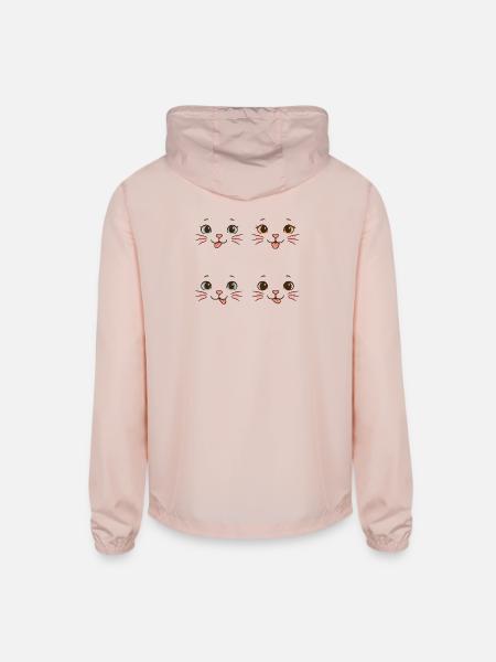 Four Playful Cat Faces - Unisex Lightweight Windbreaker Jacket - blush pink 