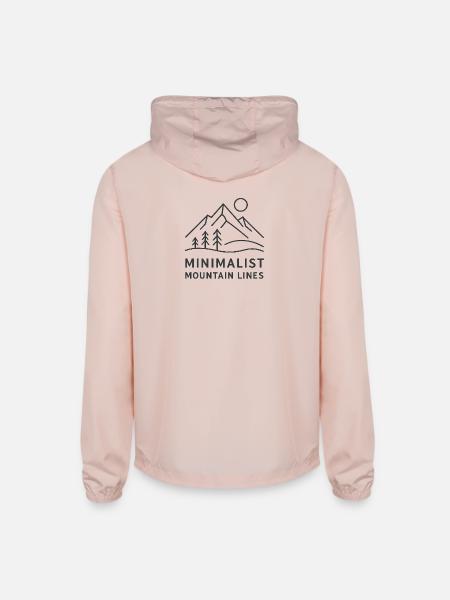Minimalist Mountain Lines - Unisex Lightweight Windbreaker Jacket - blush pink  - Back