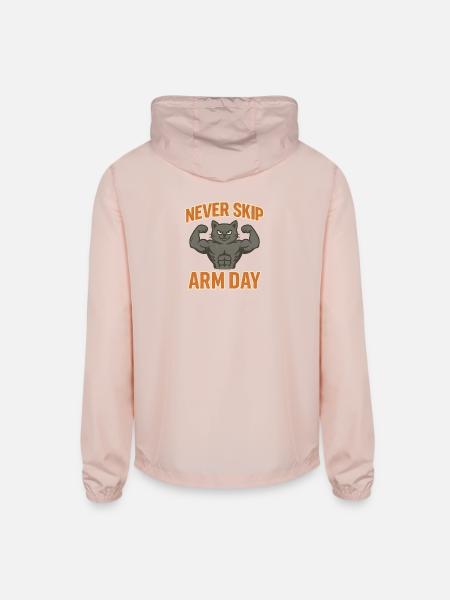 Never Skip Arm Day - Unisex Lightweight Windbreaker Jacket - blush pink