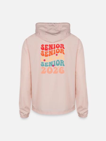 Senior Class 2026 Floral Rainbow - Unisex Lightweight Windbreaker Jacket - blush pink 