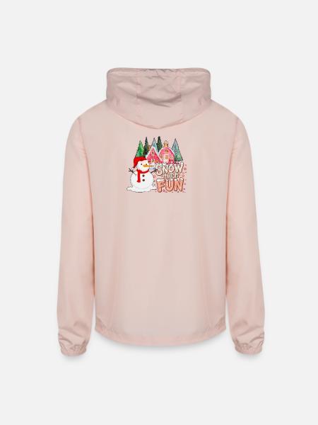 snow_much_fun - Unisex Lightweight Windbreaker Jacket - blush pink  - Back