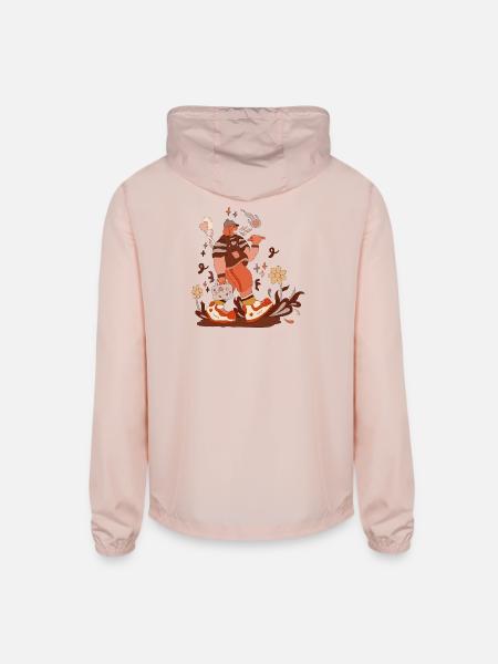 Colorful Casual Character Illustration - Unisex Lightweight Windbreaker Jacket - blush pink