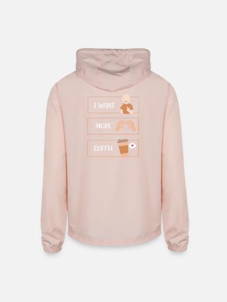 AAC Coffee Lover Speech Therapist - Unisex Lightweight Windbreaker Jacket - blush pink  - Back