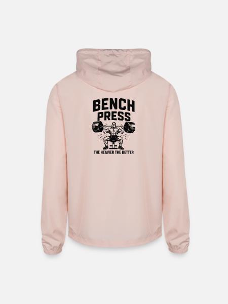 Bench Press Heavier The Better - Unisex Lightweight Windbreaker Jacket - blush pink  - Back