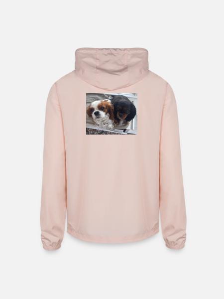 Cavalier Duo on Bench - Unisex Lightweight Windbreaker Jacket - blush pink 
