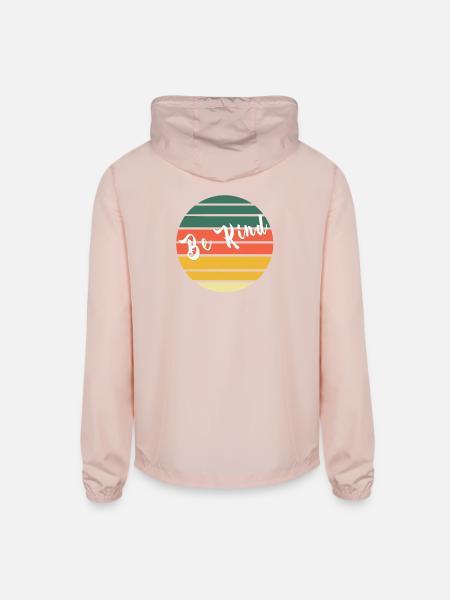 Be Kind Retro Rainbow Circle - Unisex Lightweight Windbreaker Jacket - blush pink