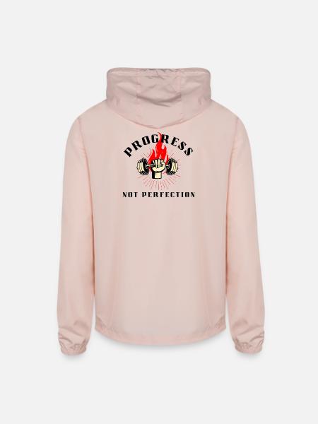 Progress Not Prefection-Motivational fitnes design - Unisex Lightweight Windbreaker Jacket - blush pink