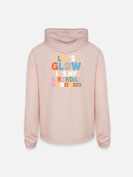 Let's Glow It's My Birthday Disco - Unisex Lightweight Windbreaker Jacket - blush pink  - Back