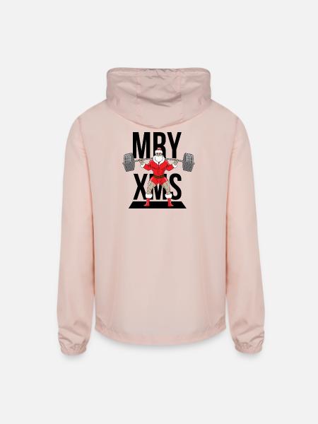 Santa Weightlifter - Unisex Lightweight Windbreaker Jacket - blush pink 