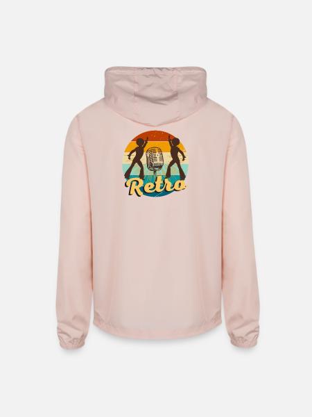 Vintage microphone  dancers - Unisex Lightweight Windbreaker Jacket - blush pink  - Back