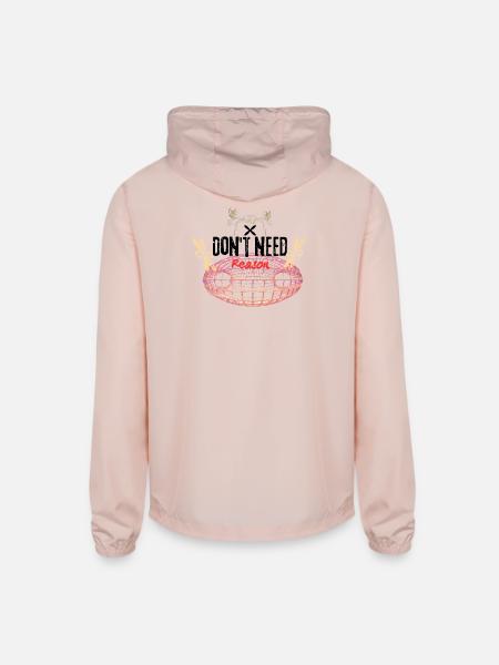 Don't need reason  - Unisex Lightweight Windbreaker Jacket - blush pink  - Back