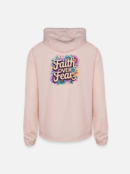 Faith Over Fear - Unisex Lightweight Windbreaker Jacket - blush pink