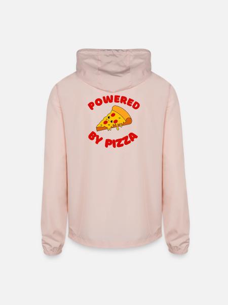 Powered by Pizza  - Unisex Lightweight Windbreaker Jacket - blush pink  - Back