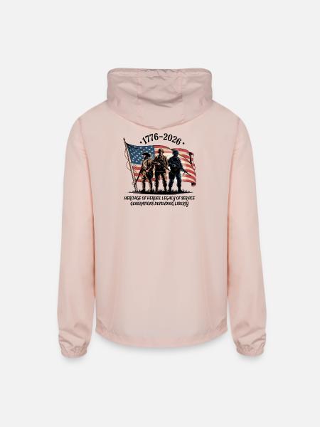 Heritage of Heroes Legacy of Service, Patriotic - Unisex Lightweight Windbreaker Jacket - blush pink  - Back