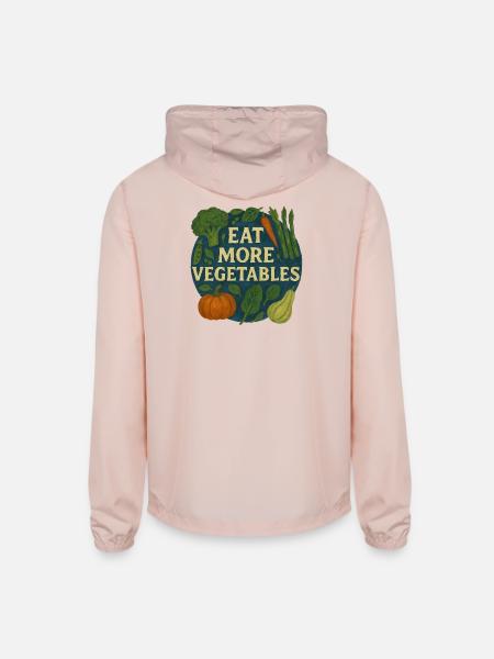 Eat More Vegetables Poster - Unisex Lightweight Windbreaker Jacket - blush pink  - Back