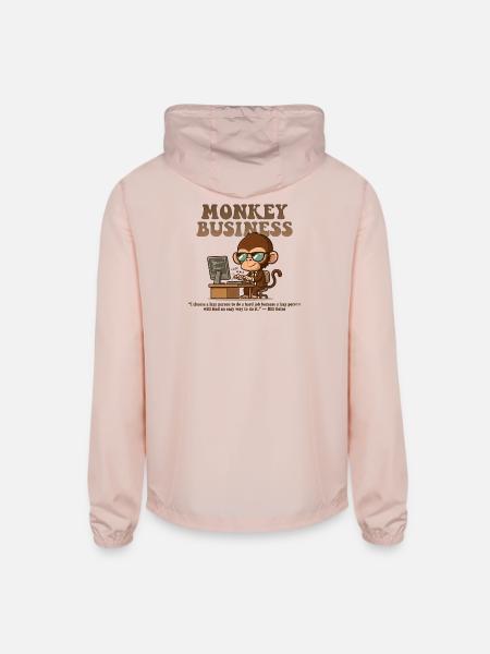 Monkey Business Aesthetic with Quote - Unisex Lightweight Windbreaker Jacket - blush pink