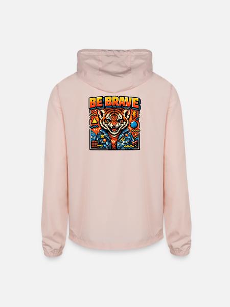 Be Brave Tiger Neon Denim - Unisex Lightweight Windbreaker Jacket - blush pink