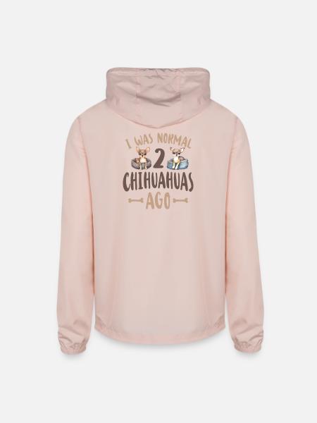 Chihuahua Chihuahueño I Was Normal - Unisex Lightweight Windbreaker Jacket - blush pink  - Back