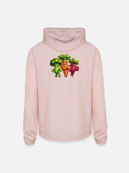 A Powerful Vegetable Team –Broccoli, Carrot & Beet - Unisex Lightweight Windbreaker Jacket - blush pink  - Back