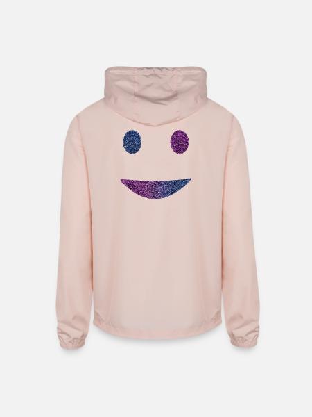 Abstract Neon Smile – Modern Minimalist DigitalArt - Unisex Lightweight Windbreaker Jacket - blush pink  - Back