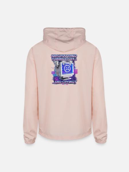Neon Crying Monitor Meme - Unisex Lightweight Windbreaker Jacket - blush pink  - Back