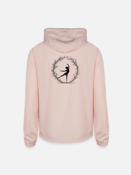 Ballet Silhouette in Floral Circle - Unisex Lightweight Windbreaker Jacket - blush pink  - Back