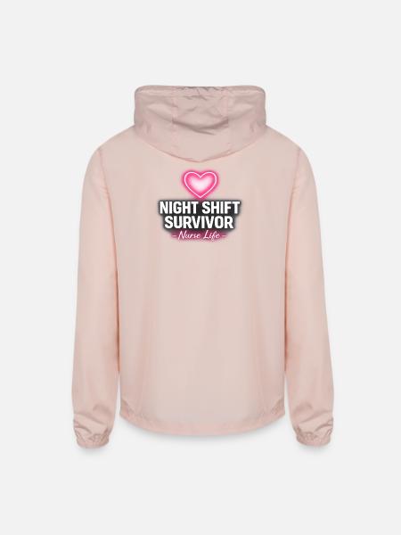 Night Shift Survivor Nurse Life Neon - Unisex Lightweight Windbreaker Jacket - blush pink
