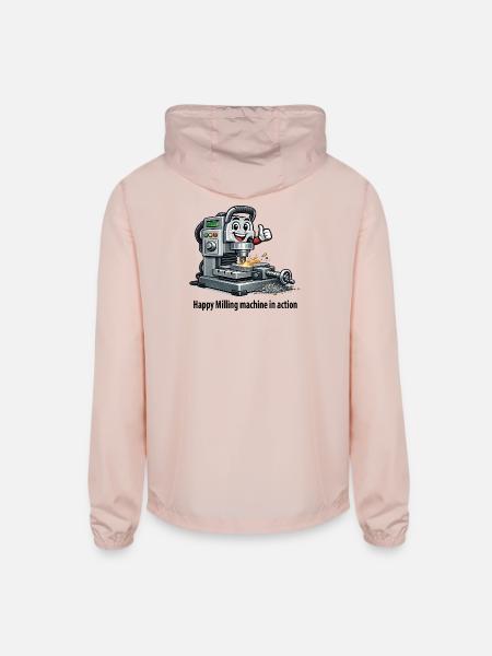 0493AC20A1_Happy_Milling_Machine_Cartoon_Mascot - Unisex Lightweight Windbreaker Jacket - blush pink  - Back