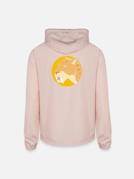 Sabertooth Tiger Prehistoric Smilodon - Unisex Lightweight Windbreaker Jacket - blush pink