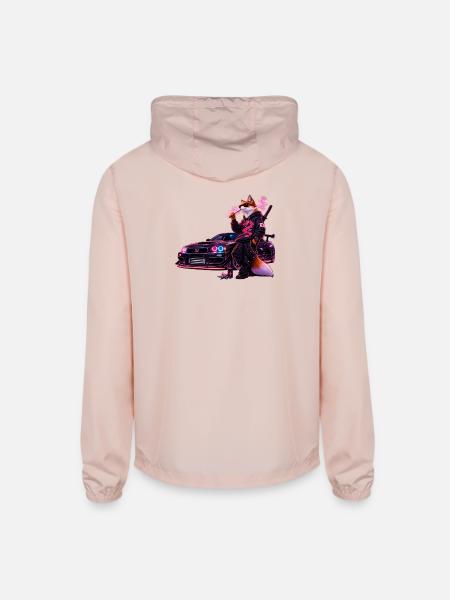 Neon Fox Racer - Unisex Lightweight Windbreaker Jacket - blush pink