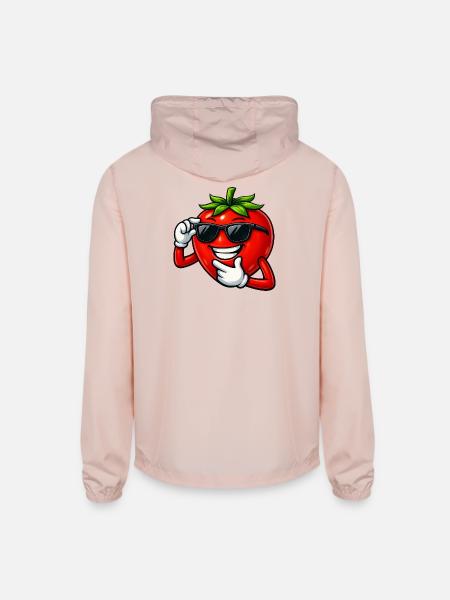 Cool cartoon tomato comic vegetable fun - Unisex Lightweight Windbreaker Jacket - blush pink  - Back