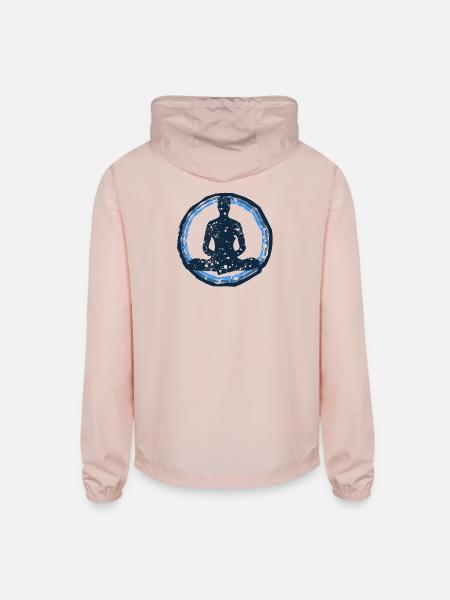 Blue Circle Zen Silhouette - Unisex Lightweight Windbreaker Jacket - blush pink  - Back