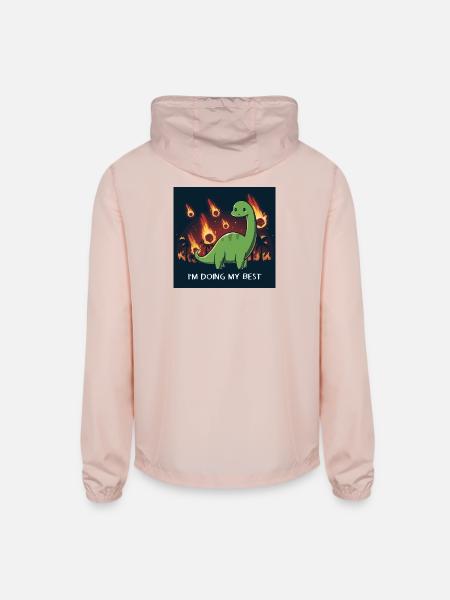 Dino Doing Its Best - Unisex Lightweight Windbreaker Jacket - blush pink