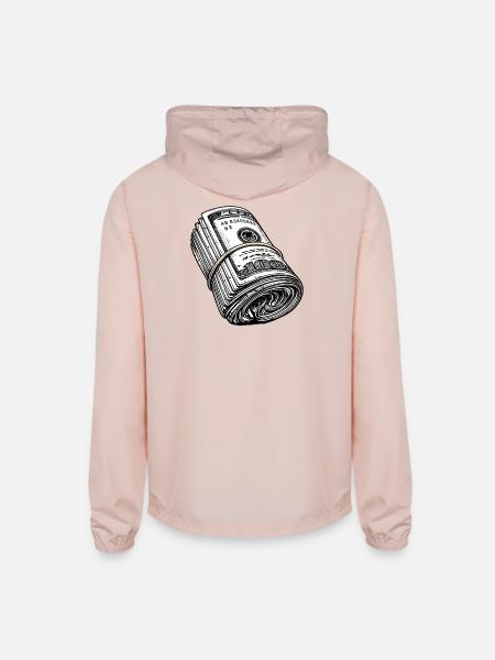 Cash Roll Bundle - Unisex Lightweight Windbreaker Jacket - blush pink  - Back