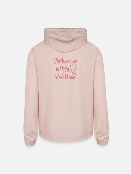 Stethoscope Is My Necklace - Unisex Lightweight Windbreaker Jacket - blush pink