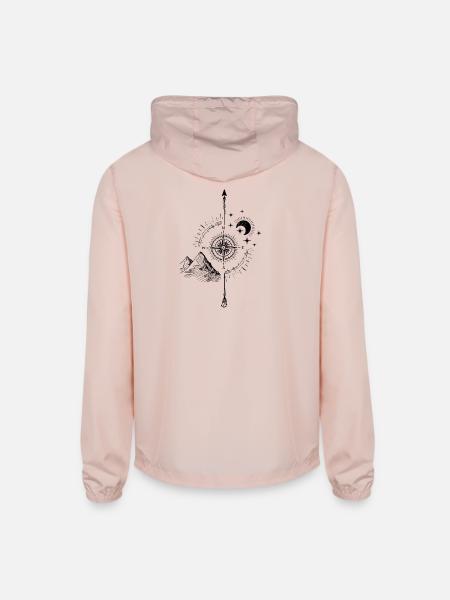 Mystic Mountain Moon Compass - Unisex Lightweight Windbreaker Jacket - blush pink