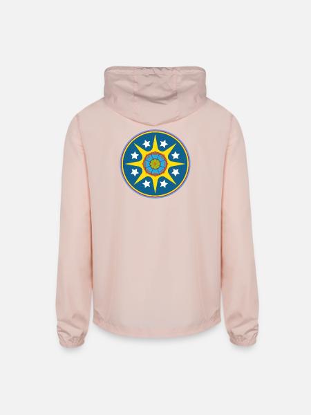 Solar Starburst Emblem Circle - Unisex Lightweight Windbreaker Jacket - blush pink