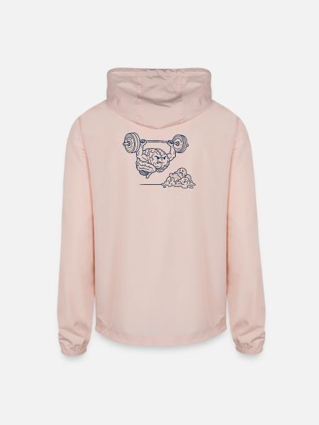Brain Gains Lifting Weights - Unisex Lightweight Windbreaker Jacket - blush pink