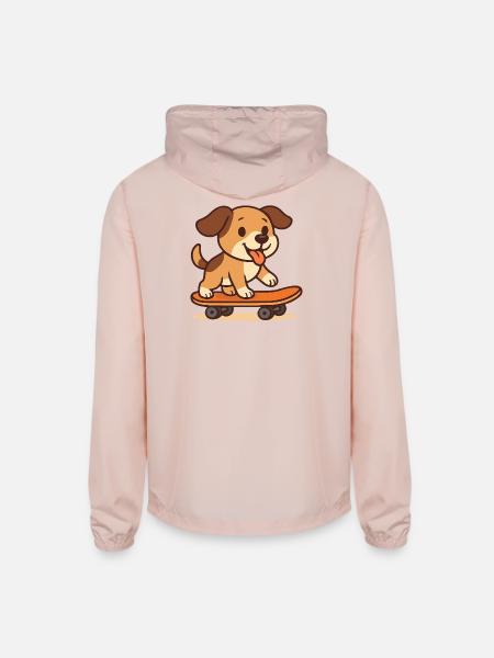Dog roller skating - Unisex Lightweight Windbreaker Jacket - blush pink