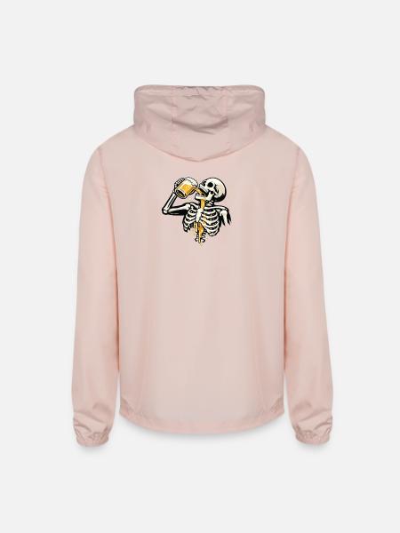 Skeleton Sips Beer - Unisex Lightweight Windbreaker Jacket - blush pink