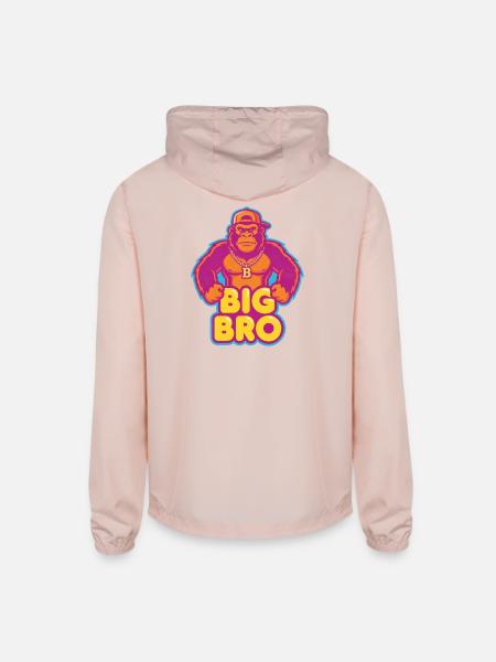 Big Bro Neon Gorilla - Unisex Lightweight Windbreaker Jacket - blush pink  - Back